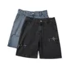 Männer Shorts Sommer Streetwear Baggy Kurze Jeans Männer Koreanische Mode Lose Gerade Breite Bein Denim Männlich Marke Schwarz Blau 230313