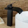 Zlew łazienki krany retro basen wodospad kran olej olej z brązu czarny i zimny mikser z pojedynczym uchwytem LH-16820