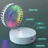 Electric Fans Portable Hand-Held Fan Desktop Multifunctional Folding Humidifying fan with colored light 1200mAh For outdoor office and home