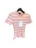 Chan Home 2023 Summer New Womens T-shirt Stripe Top sexy Shirt Shirt Fashi