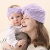 Accessoires de cheveux 2 pièces printemps été couleur unie bébé bandeau filles torsadé noué doux élastique mère chapeau bandeaux