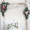 Decorative Flowers Wreaths 2PCs Artificial Wedding Arch Flowers Ivory Greenery Arbor Floral Arrangement for Party Ceremony Reception Backdrop Decoration 230313