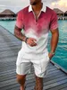 Mens T-shirts Summer Short Sleeved Polo Shirt Beach Shorts 2 Piece Set Tracksuit Overized 3D Printed Casual Sports Suit 230311