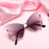 10% OFF Luxury Designer New Men's and Women's Sunglasses 20% Off butterfly shaped diamond rimless fashion personality exaggerated round big face