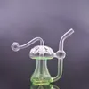 Verre Coloré Brûleur À Huile Bong Ashcatcher Narguilé Pyrex Épais Champignon Capiteux Lueur Dans L'obscurité Recycleur Dab Rig Main Bongs Avec 10mm Joint Mâle Verre Brûleur À Huile Tuyau