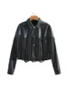 Jackets femininos ftlzz outono inverno borla rebite de couro faux jackets curtos mulheres moto moto moto de couro suave