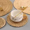 Tapis de table de style japonais cosses de maïs aquatiques naturelles napperons tissés à la main maniques rondes sous-verres alimentaires occidentaux fournitures ménagères