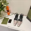Lyxdesigner Sandaler Kvinnor Summer Banket Dress Shoes Högklackade sexiga pumpar Pekade tå Sling tillbaka Kvinnor Sko Toppkvalitet EU Size 35-41 Rhht