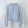 Sonbahar ve Kış Yoga Hoodie Tüplü Kadınlar Artı Kadife Kalınlaştırma Ceketleri Hoodys Sports Yarı Fermuarı Terry Tasarımcı Kazak Chothing Gevşek Kısa Giysiler Güzel