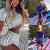 Tweede stuk broek voor dames zomer buiten sportset vrouwen gestreept hoge taille sportpak crop top shorts outfit jogger workout kleding tracksuit outfits 230313