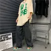 Men's Jeans Green Letter Embroidery Man Baggy Jeans Casual Skateboard Denim Pants Men High Street Dance Hip Hop Rap Male Black Trouses Z0301