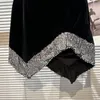 Skirts PREPOMP 2023 Spring Arrival Irregular Sequins Black Velvet Short Skirt Women GH295