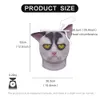 Party Masks Olycklig White Cat Mask Halloween Costume Party Novely Animal Head Rubber Latex Mask 230313