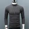 Męskie koszulki zimowe ciepłe mężczyzn Mock Szyja Podstawowa zwykła t-shirt pullover pullover długie rękawie top męski podmorski slim fit stretch Sweter mody 230311