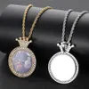 Hip Hop Custom Crown Photo Pendant Necklace Bling Women Men Lover Gifts