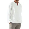 Erkek Tişörtler Keten Gömlek Erkekler Kısa Nefes Alabilir Rahat Düz Renk Uzun Kollu Harajuku Gündelik Bluz Hawaiian Gömlek Büyük Boy Üstler S-5XL 230313