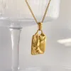 Chaînes rétro visage pendentif collier pour femmes hommes métal colliers couleur or acier inoxydable mode bijoux collier 2023