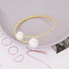 Bracelet Simple Rangées Perle Bracelet Complet Strass Incrusté Ouvert Manchette Étirement Réglable Pour Amis Sœurs D88