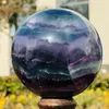 Figurine decorative Colore naturale Sfera di cristallo di fluorite Decorazione della casa Reiki Energia Pietra curativa Minerale fatto a mano Feng Shui Regalo fai da te