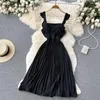 Casual Dresses Zcwxm Summer Women Party Dress Elegant Suspenders Mid-Calf Vestido Sexig Off Shoulder Peat Green/Black/Yellw Night Chiffon