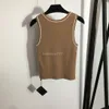 Dames T-shirt designer 23ss Dames Designer T-shirt Vest Gebreid Jogging T-shirts Met Driehoeken Borduurletters Crop Tops High End Merk Stretch Mouwloos Hemdje