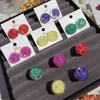 Stud Earrings Korea Simple Round Temperament Colorful Small Fresh Stars Ins Personality Joker