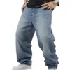 Herr jeans man lösa jeans hiphop skateboard jean baggy denim pants street män 4 säsonger byxor stor storlek 30-46 230313