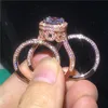 Pierścionki ślubne 18K Rose Gold Vintage 3in1 Diamond CZ Pierścień 925 Srebrna biżuteria