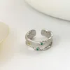Wedding Rings Surflove Vintage White Moonstone Ring Green Zircon Aesthetic Accessories Gift To Girlfriend