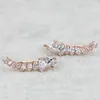 Stud -oorbellen dubbele beurs cz stenen vleugelstijl roségoud/wit goud kleurtoon mode kubieke zirconia sieraden voor vrouwen dwe791m