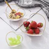 Ciotole Ciotola Di Vetro Trasparente Creativo A Forma Di Cuore Bordo Dorato Occhio Di Martello Modello Insalata Frutta Dessert Set Di Stoviglie