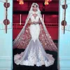 Projektant seksowna suknia ślubna Memaid z osnową V Neck suknie ślubne kwiatowe aplikacje koronkowe dubaj suknie na przyjęcie weselne