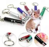 Mini Cat Toys Laser Pointer Pen KeyChain Falllamp Funny Dog Stick Pet Lamp Vitt ljus LED Infraröd knappelektronik ingår (6 färg