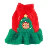 Dog Apparel Pet Skirt Cartoon Bear Pattern Decoration Keep Warm Christmas Festival Dress Supplies For Year