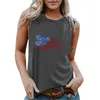 Tanques femininos 2023 colete Top Mulheres verão American Flag tank Tops casual o pescoço confortável sem mangas t camisetas haut femme