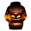 Męskie bluzy halloween dynia 3d cyfrowy wiosenny wiosenny pullover z kapturem mężczyźni kobiety swobodne kieszonkowe kieszonkowe odzież sportowa