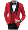 Męskie garnitury Blazers Blue Slit Mens Suits 3 -częściowy czarny szalik klapa swobodne smoking dla drużbów ślubnych garnitury mężczyźni Blazervestpants 230313