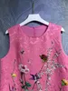 Kleid Designermode Tierblumendruck handgemachte Perlen Frühling/Sommer 2023 Kurzarm loses Rundhalskleid einfarbig S-XL