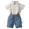 Kledingsets Baby Boys Gentleman Suit Formele 1e verjaardag geboren outfit uit één stuk jumpsuit bowtie peuter peuter kleren