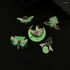 Brooches Luminated Insect Brooch Pins Butterfily Glow In Night Cartoon Lapel Pin Button Badges