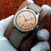 Relógios de pulso Pierre Paulin Salmon Dial Watch 50m Skin Diver Relógio Vintage Pequenos Segundos Relógio Mecânico 38mm Relogio Masculino 230313