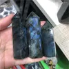 Decorative Figurines Natural Polished Labradorite Wand Point Tower Crystal Stones For Home Decor