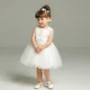 Girl Dresses 0-2years Baby Girls Birthday Party Dress Little Ball Gown Infant Toddler White Flower For Weddings