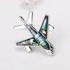 Brooches Fashion Plane Shape Brooch Pin Badge Natural Shell Aircraft Airplane Sweater Corsage For Women Men Jewelry Gifts