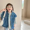 Waistcoat 2023 Spring Girls Denim Vest Fashion Children Sleeveless Coat Solid Baby Boys Jacket Cardigan Kids Clothes 230313