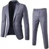 Costumes pour hommes Blazers Ensemble formel Style coréen Revers Slim Single Breasted Business Wedding Blazer Pantalon terno masculino 230313