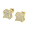 Brincos de casamento de diamante hip hop prata esterlina 925 simulados para homens e mulheres banhados a ouro amarelo