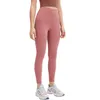 L_037B High Rise Legginsy mają T-line Yoga Pants Paliw Spodnie Kieszonkowe Nagie Sense Elastyczne rajstopy
