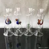 Rökande rör med multi-mönster Hosah Glass Bongs Tillbehör Färgglada rör Rökning Böjda glasrör