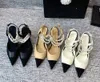 Kitten Heels Peal Sandals Summer Zapatos de diseñador para mujer Punta estrecha Tacones altos